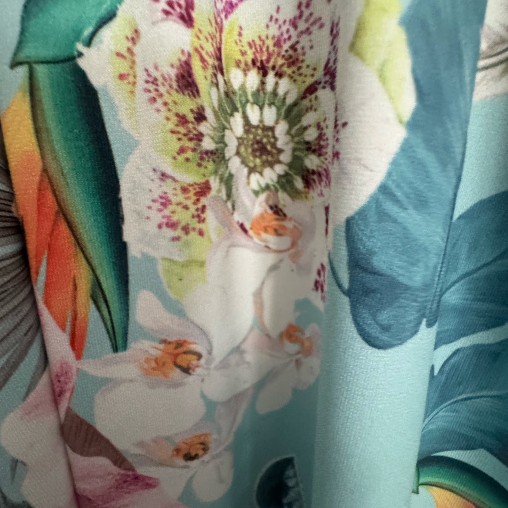Boston Proper Teal Floral Dress - Picture 4 of 7